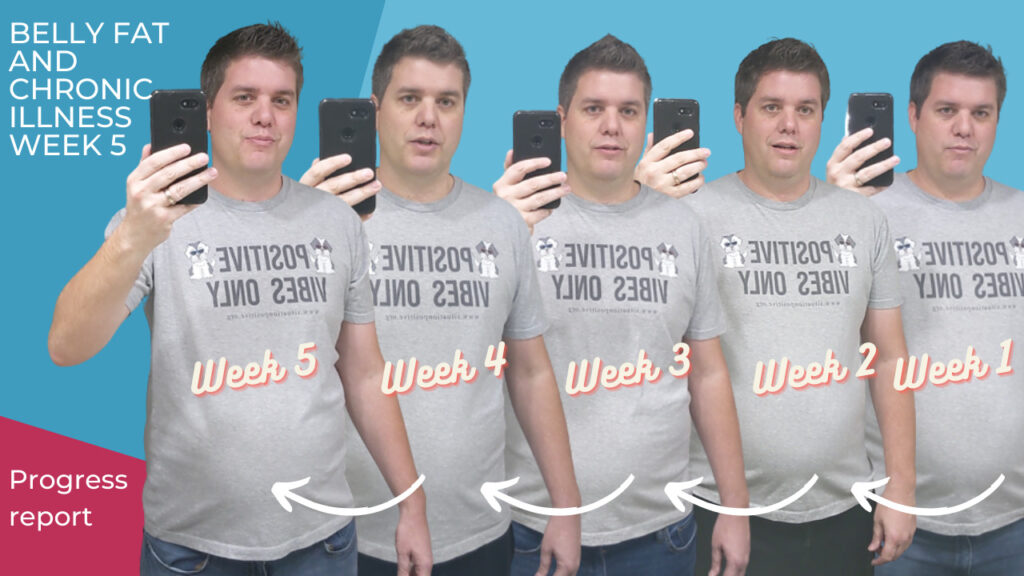Matt showing 5 weeks of weight loss progress